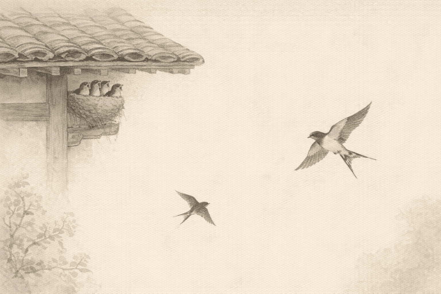 黄大仙第4签《调雏紫燕正穿梭》典故配图