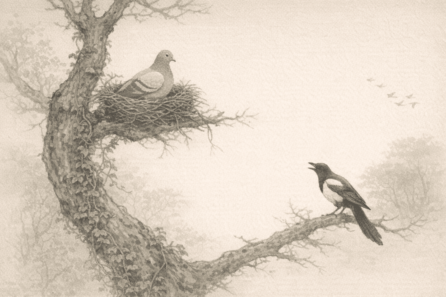 黄大仙第8签《鸠占鹊巢》典故配图