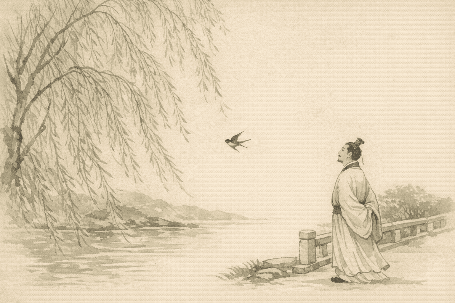 黄大仙第11签《汉文帝赏柳》典故配图