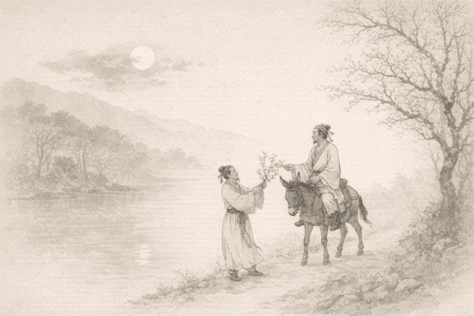 黄大仙第13签《孟浩然寻梅》典故配图