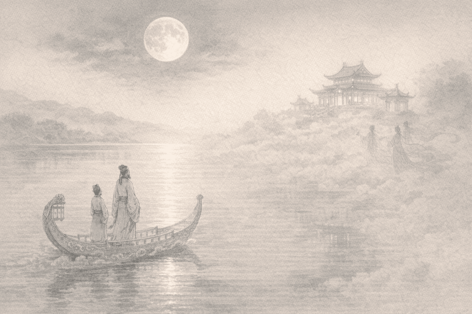 黄大仙第15签《明皇游月殿》典故配图