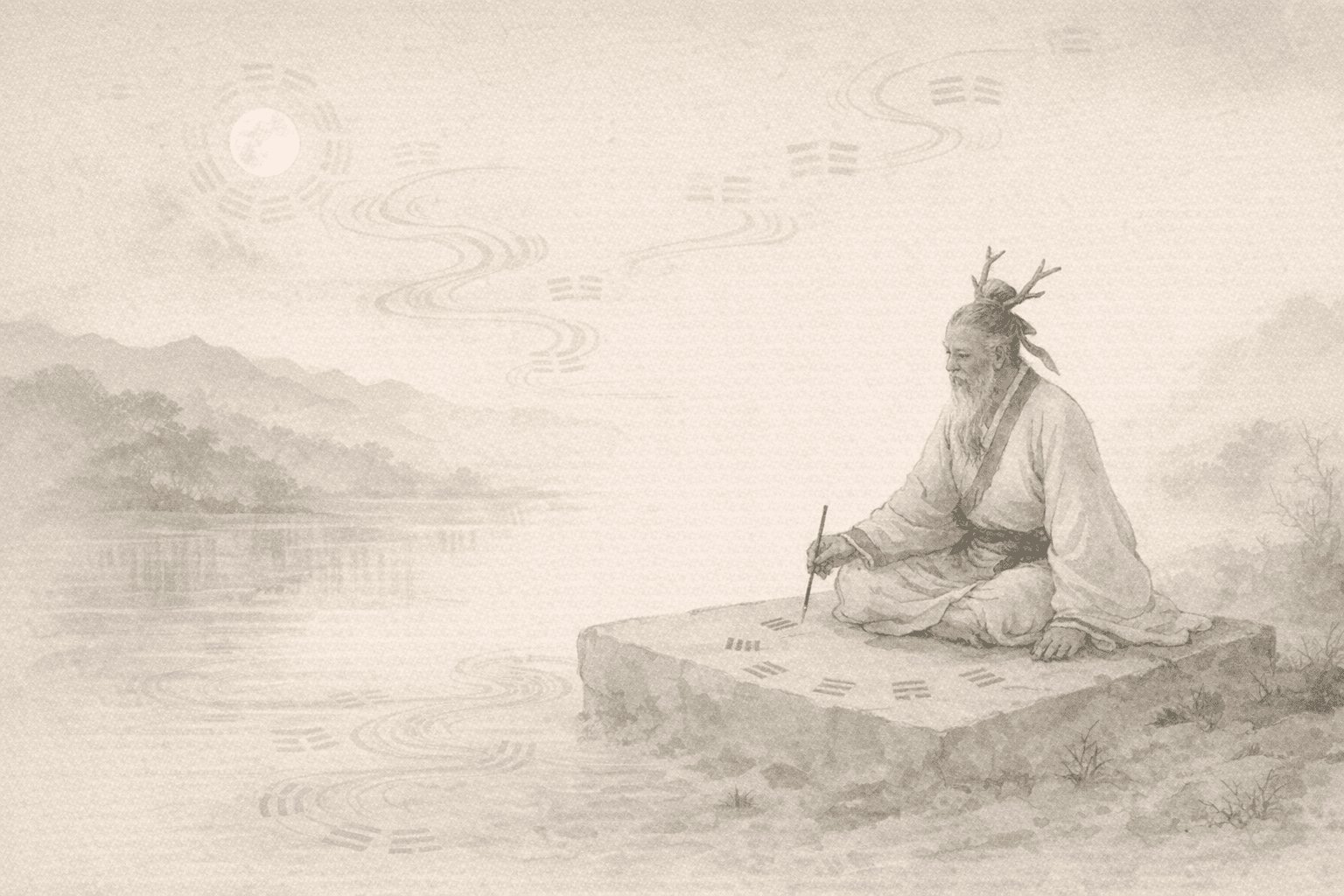 黄大仙第19签《伏羲画八卦》典故配图