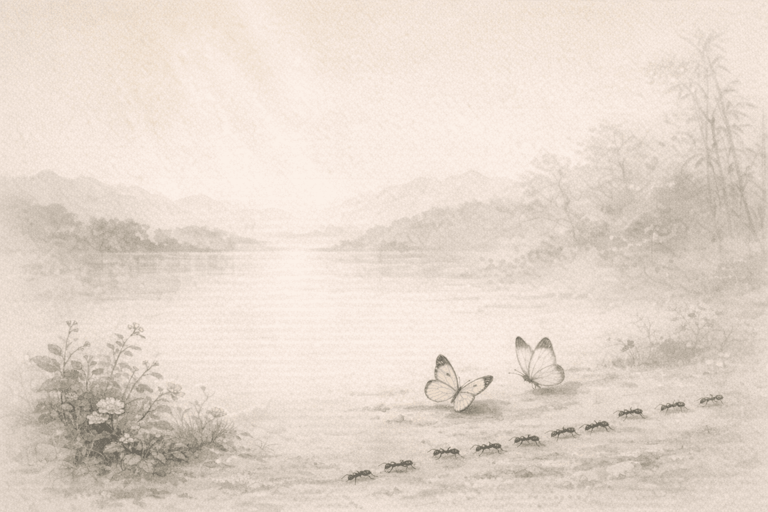 黄大仙第27签《蝶蚁知时》典故配图