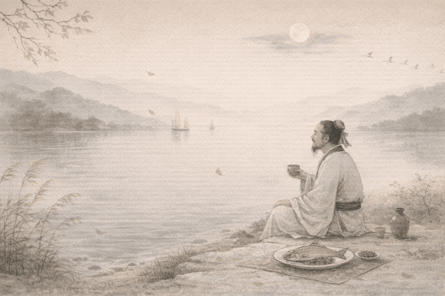 黄大仙第29签《张翰思鲈》典故配图