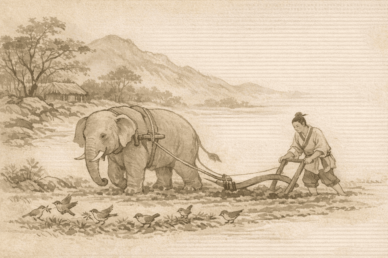 黄大仙第34签《大舜耕历山》典故配图