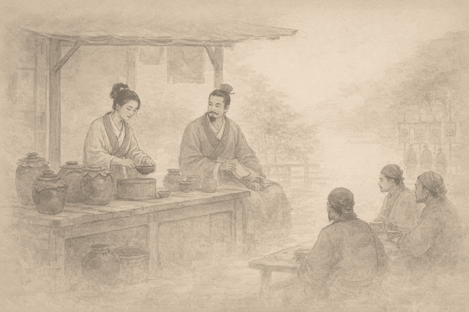 黄大仙第48签《卓文君卖酒》典故配图