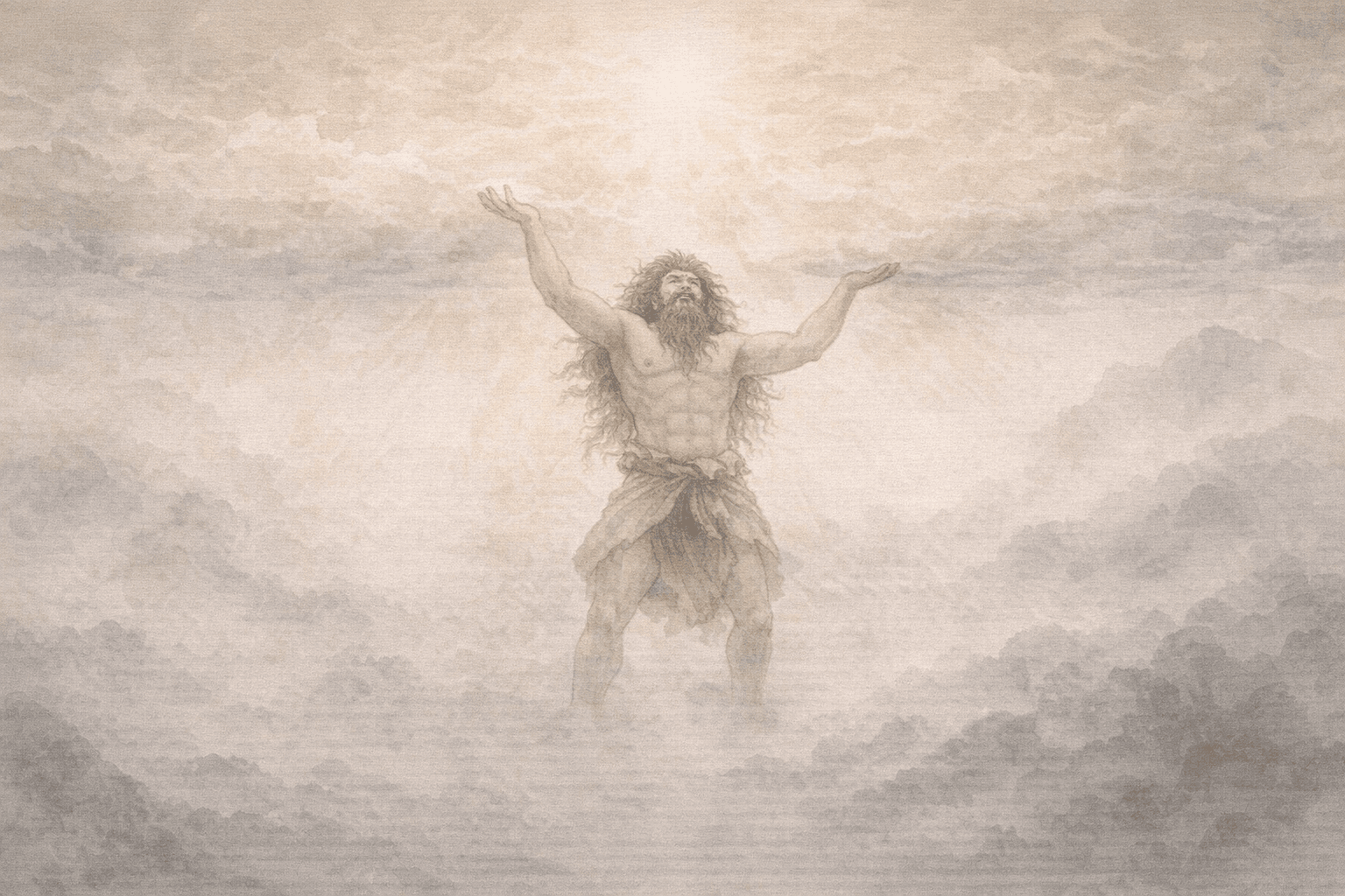 黄大仙第52签《盘古开辟天地》典故配图