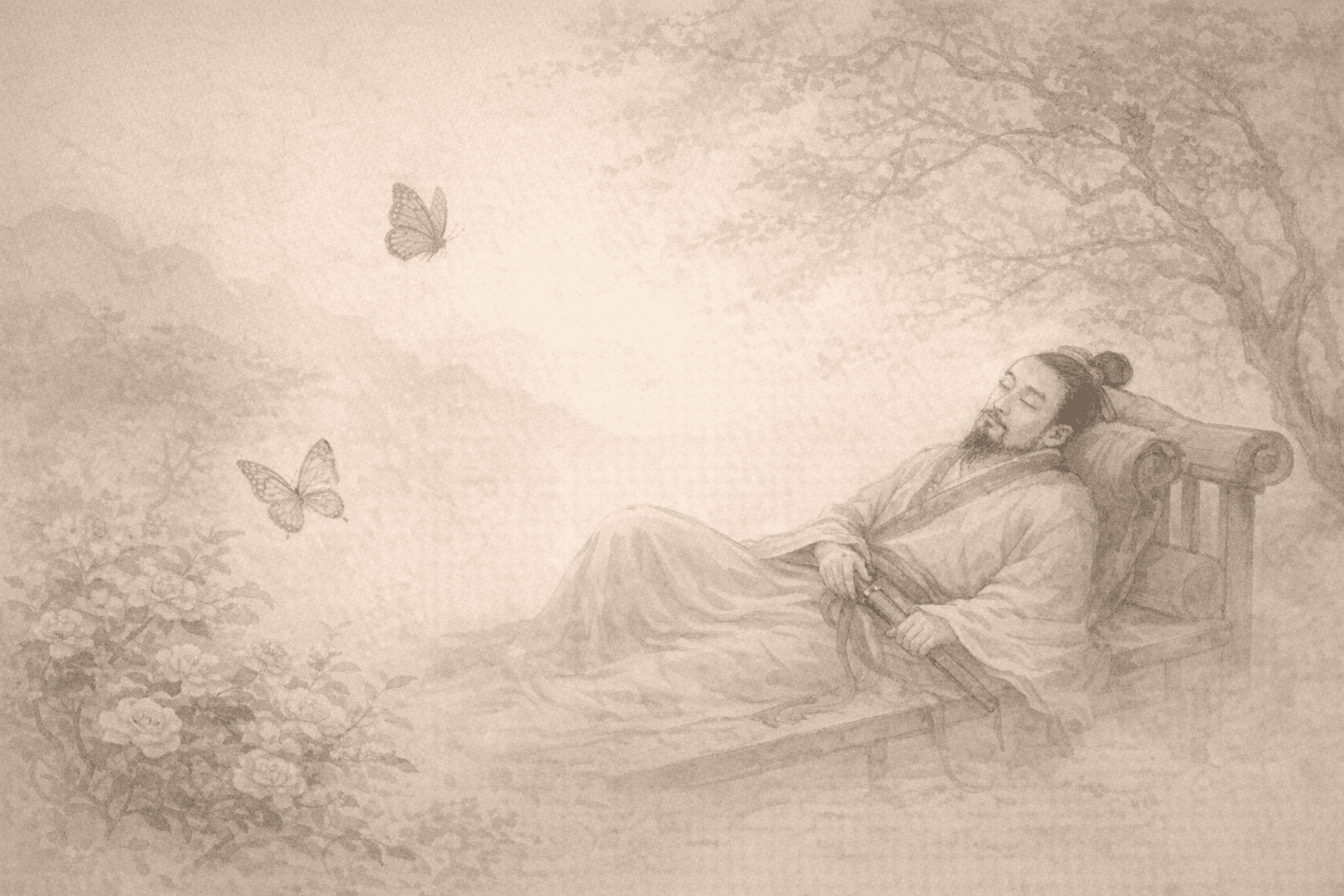 黄大仙第54签《庄周梦蝶》典故配图