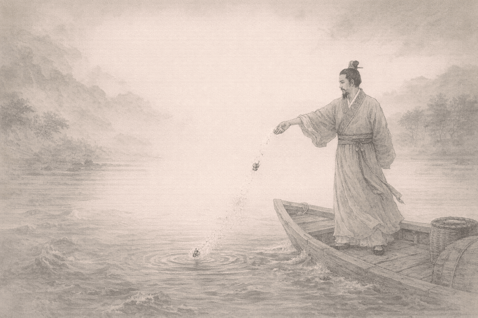 黄大仙第55签《吴隐之投沉香》典故配图