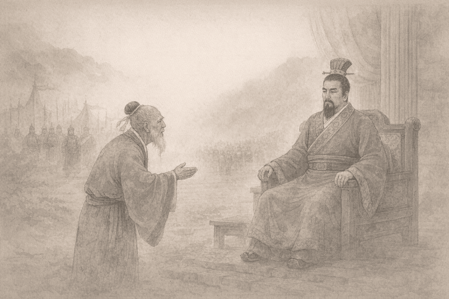 黄大仙第58签《蹇叔谏君》典故配图