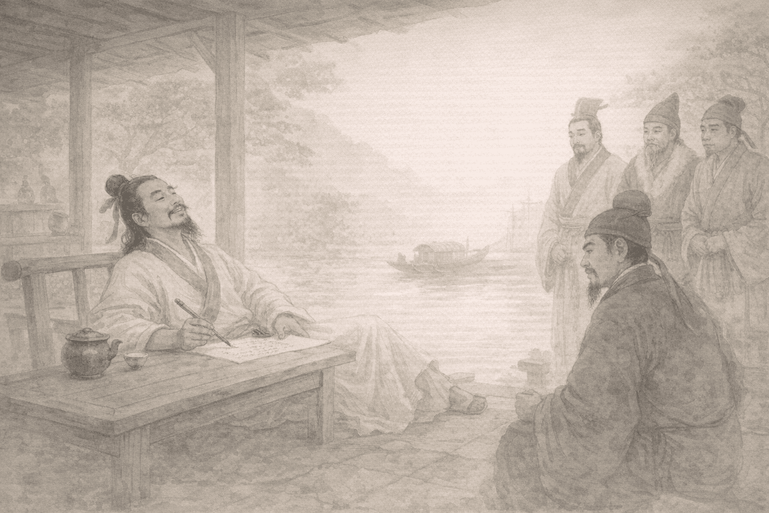 黄大仙第60签《李白醉和番书》典故配图