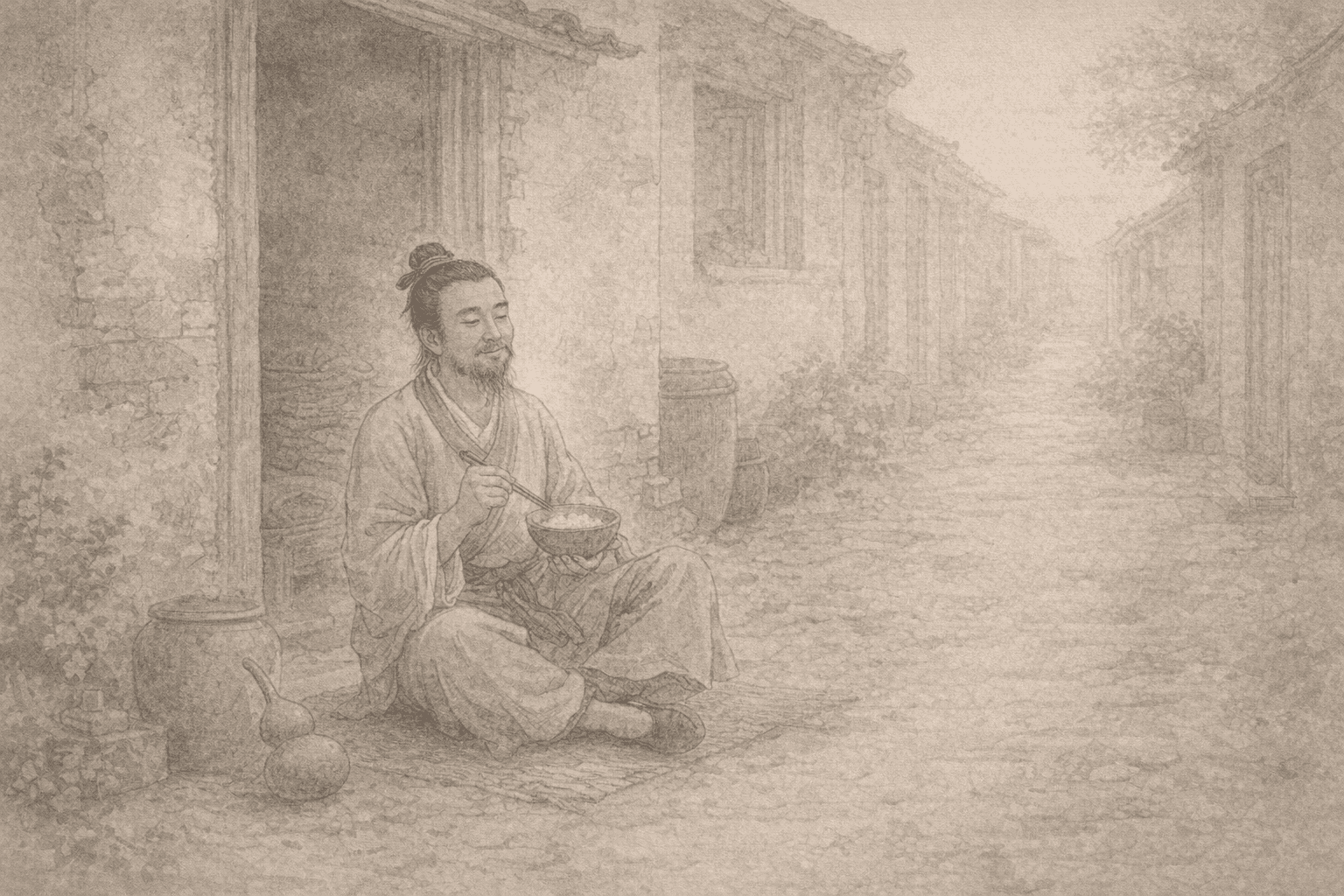 黄大仙第63签《颜回乐道安贫》典故配图