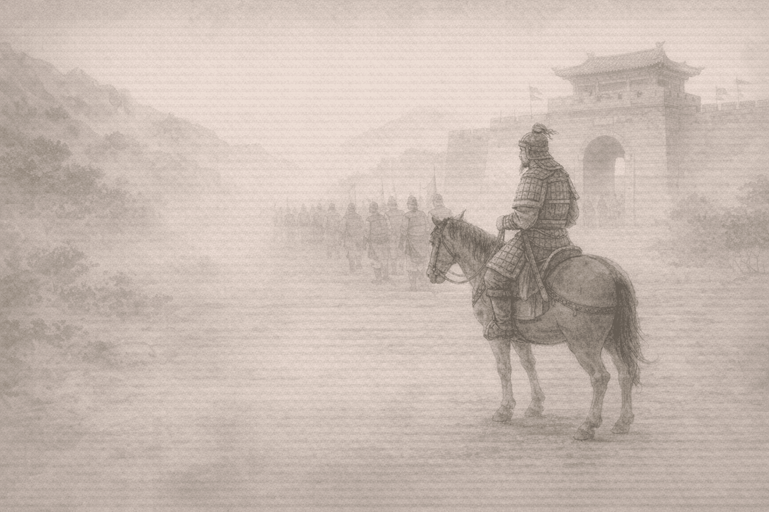 黄大仙第64签《孟之反殿师》典故配图