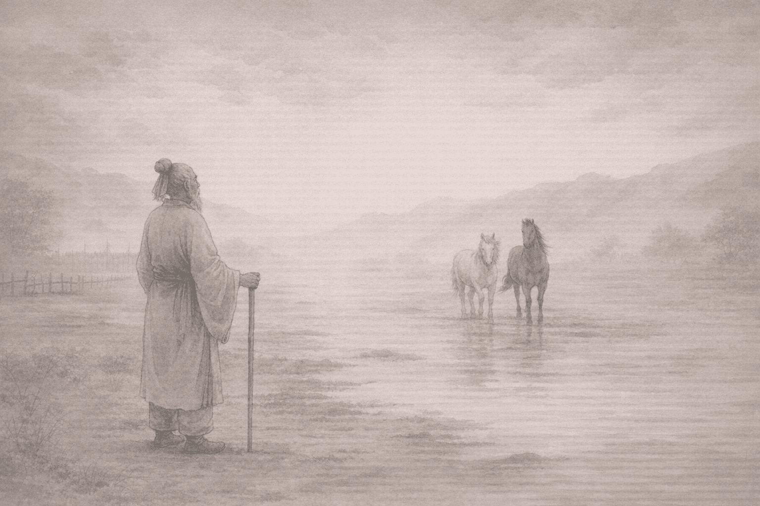 黄大仙第70签《塞翁失马》典故配图