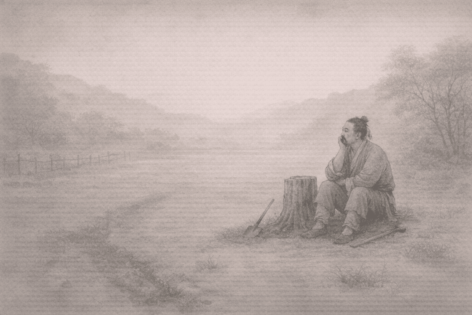 黄大仙第72签《宋人守株待兔》典故配图