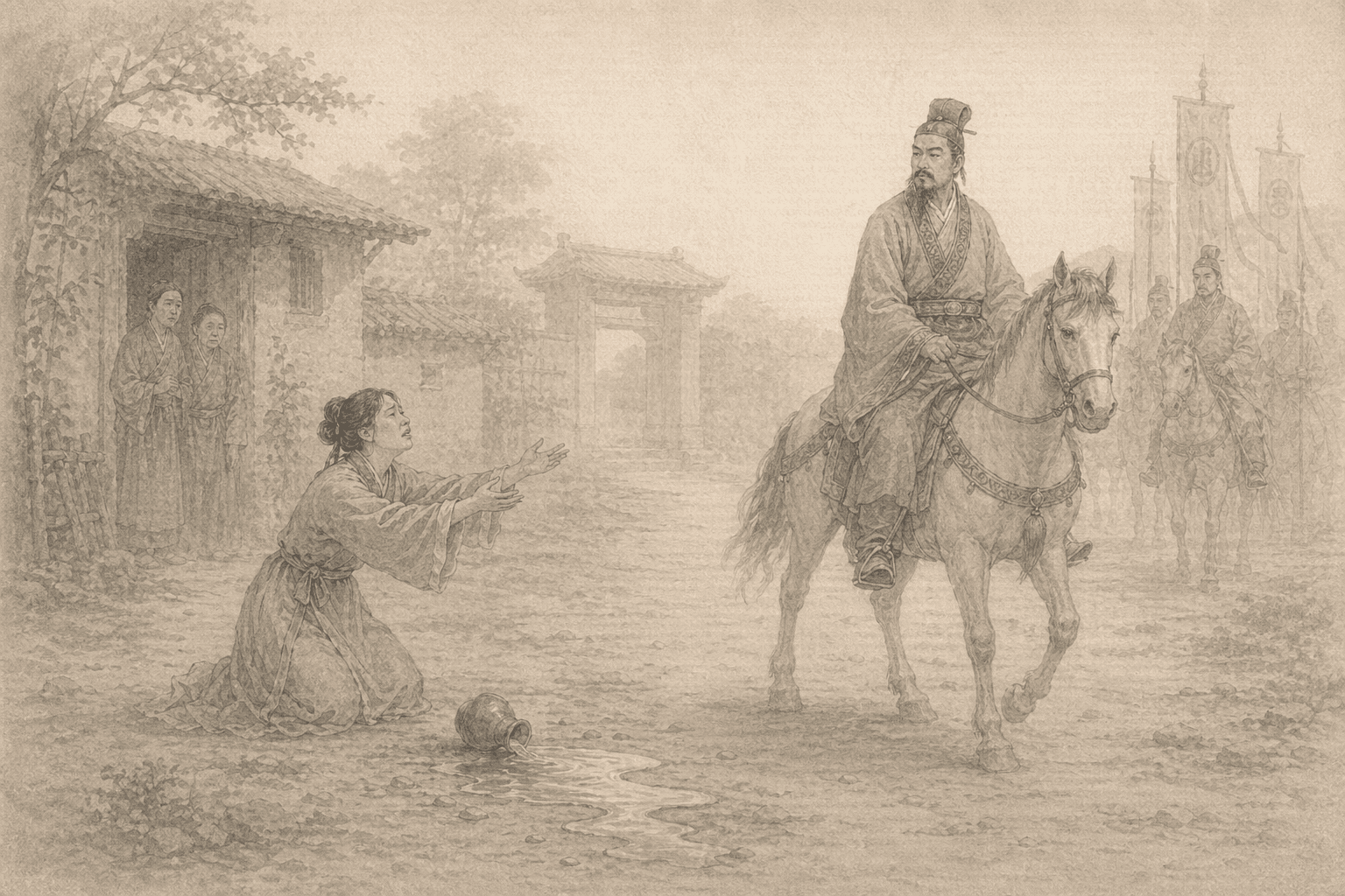 黄大仙第74签《朱买臣分妻》典故配图