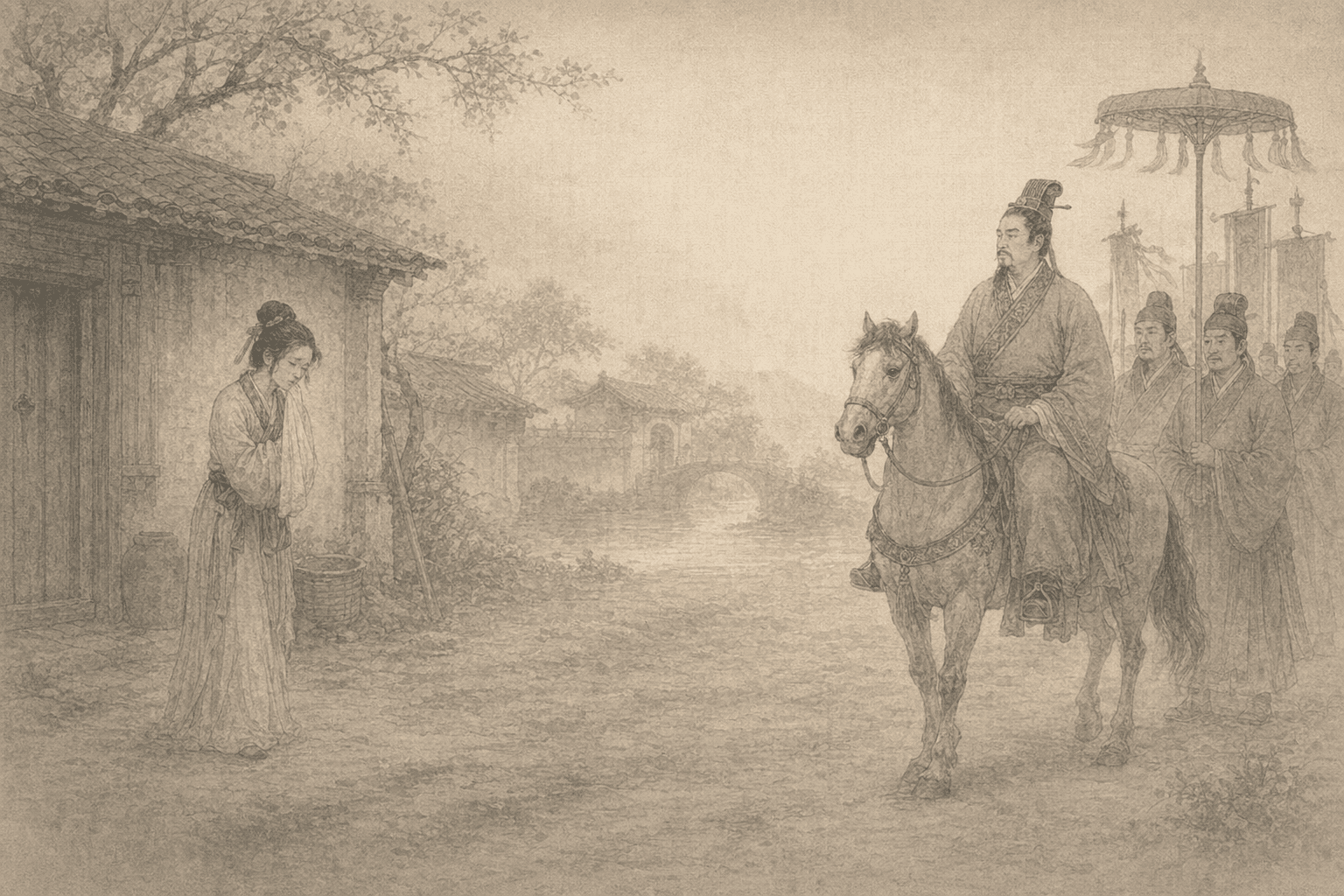 黄大仙第75签《伦文叙戏妻》典故配图