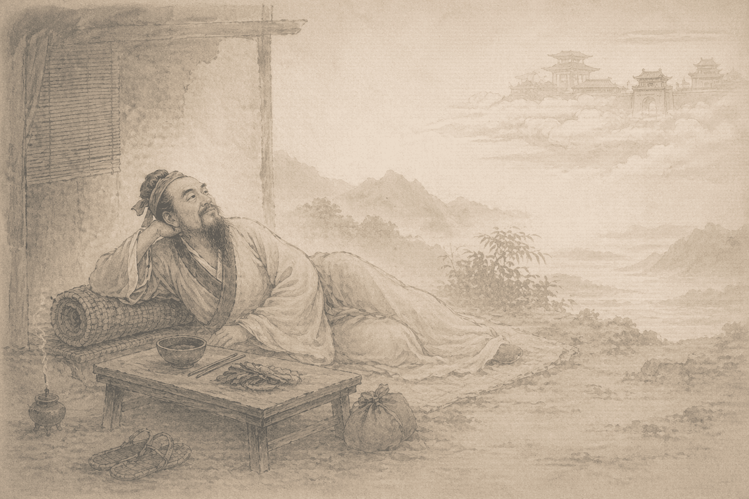 黄大仙第76签《修身不厌贫》典故配图