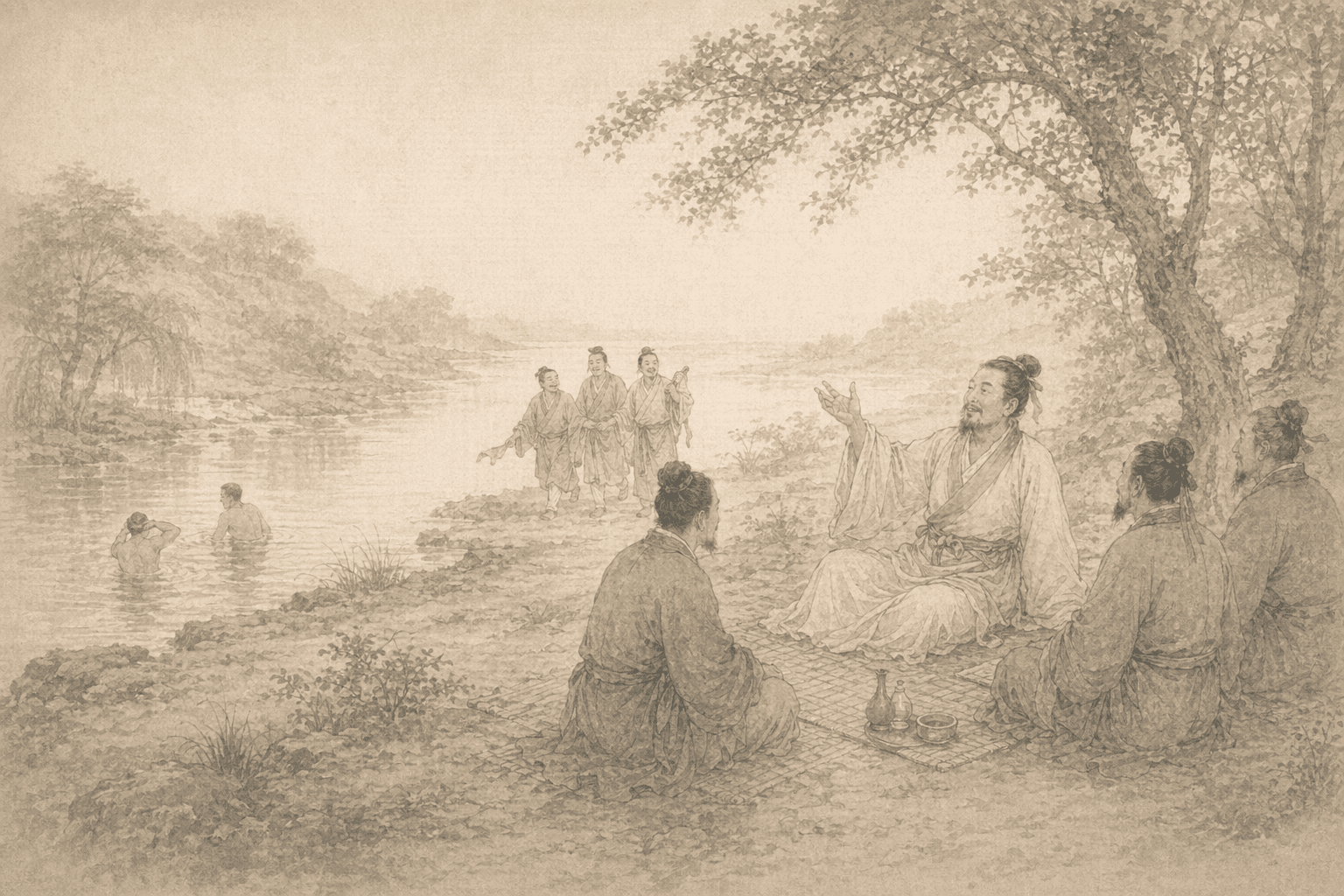 黄大仙第78签《曾点论志》典故配图