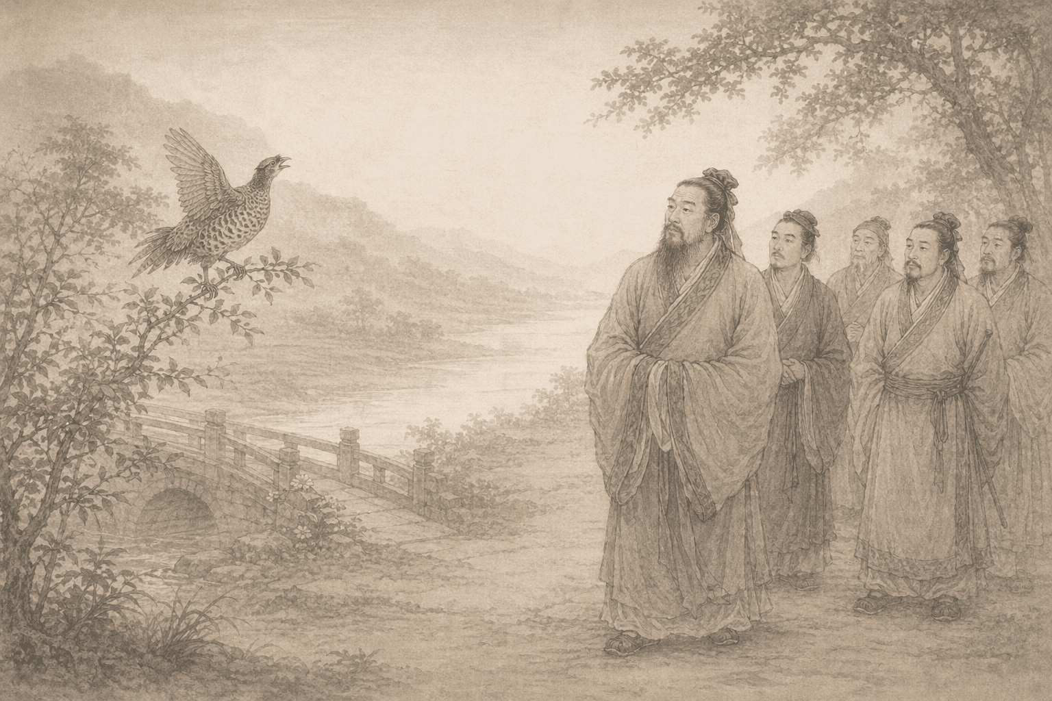 黄大仙第81签《雌雉朝圣》典故配图