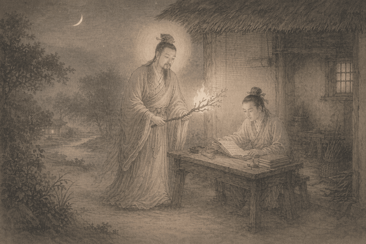 黄大仙第85签《太乙燃藜》典故配图