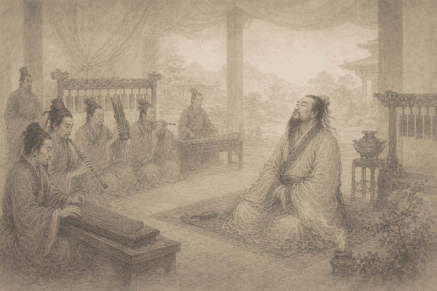 黄大仙第92签《在齐闻韶乐》典故配图