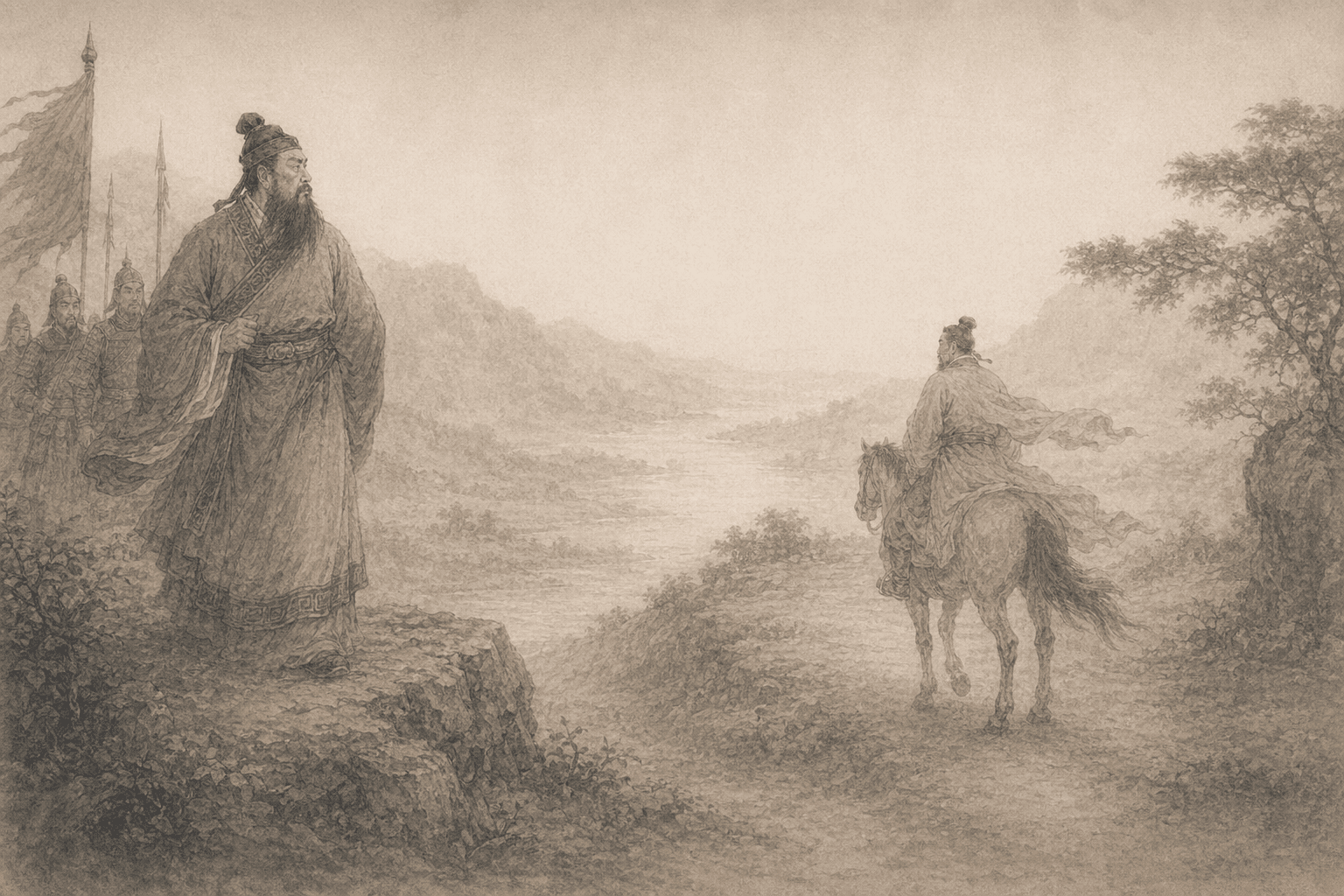 黄大仙第94签《髯公远走扶余》典故配图