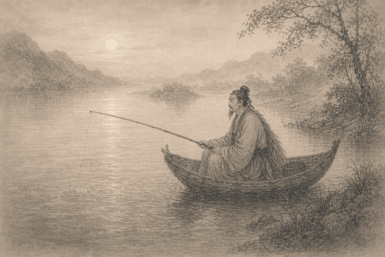 黄大仙第97签《康顺钓鱼》典故配图